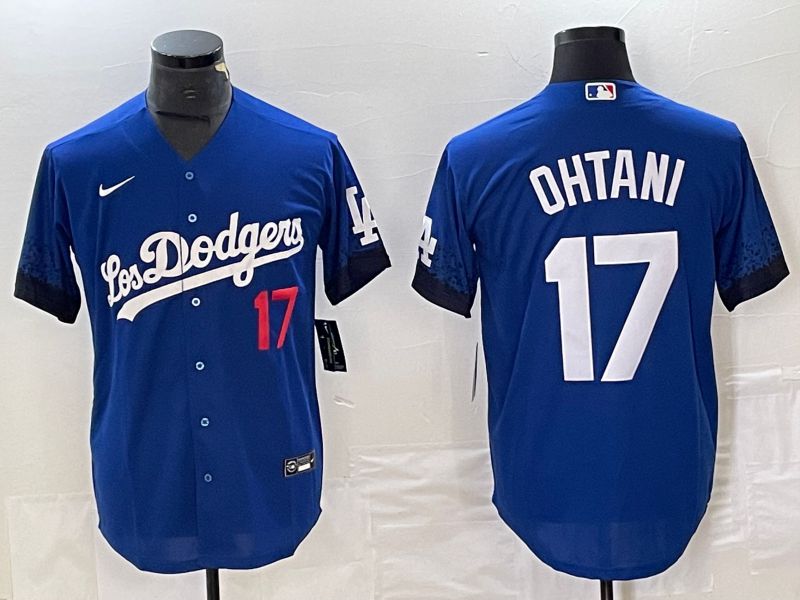 Men Los Angeles Dodgers 17 Ohtani Blue Nike Game MLB Jersey style 7